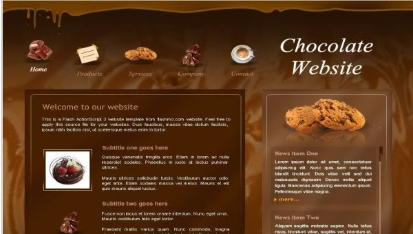 Flash Chocolate Shop Web2.0 Template