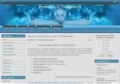 Free Joomla Movies Bleu Clouds Web2.0 Theme Template