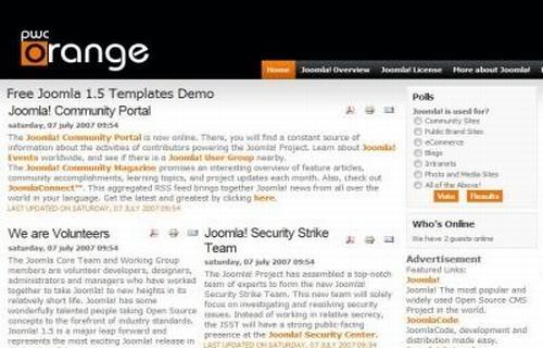 Joomla Orange Black Business Web2.0 Theme Template