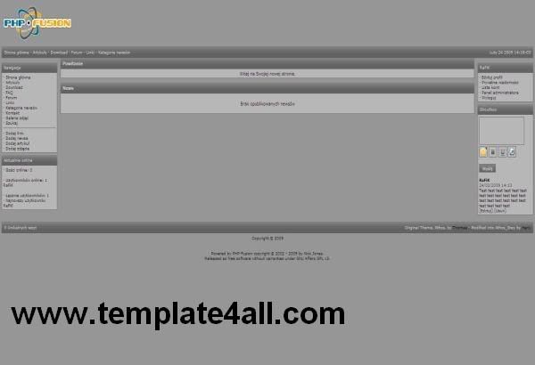 php-fusion Black White Grey Web2.0 Theme Template