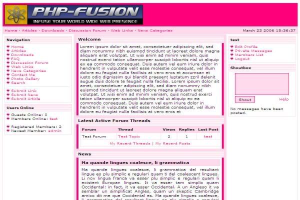 Php-fusion White Pink Valentines Theme