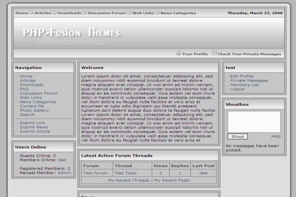 Free php-fusion Chrome Gray Web2.0 Theme
