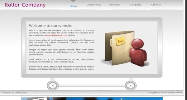 Free Flash Grey Silver Roller Company Web2.0 Template