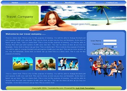 HTML Blue Green Beach Travel Template