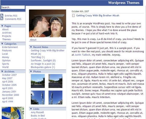 Wordpress Facebook Clone Theme Template