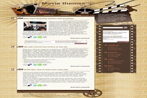 Free Wordpress Movies Theater Brown Web2.0 Theme Template