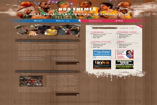 Wordpress NBA Basketball Web2.0 Theme Template