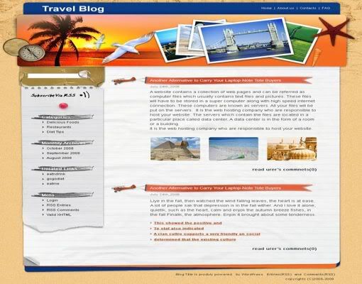 Wordpress Tropical Beach Travel Web2.0 Theme