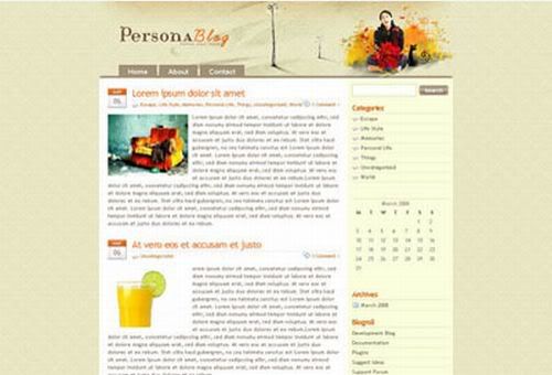 Wordpress Persona Blog Yellow Theme Template