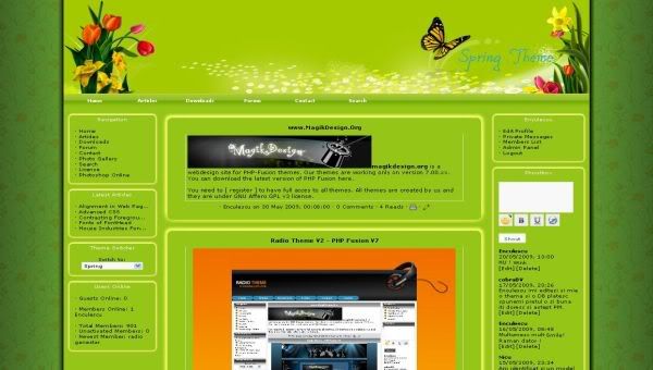 php-fusion Butterfly Garden Web2.0 Theme Template