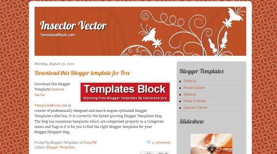 Vector Orange Red Blogger Template