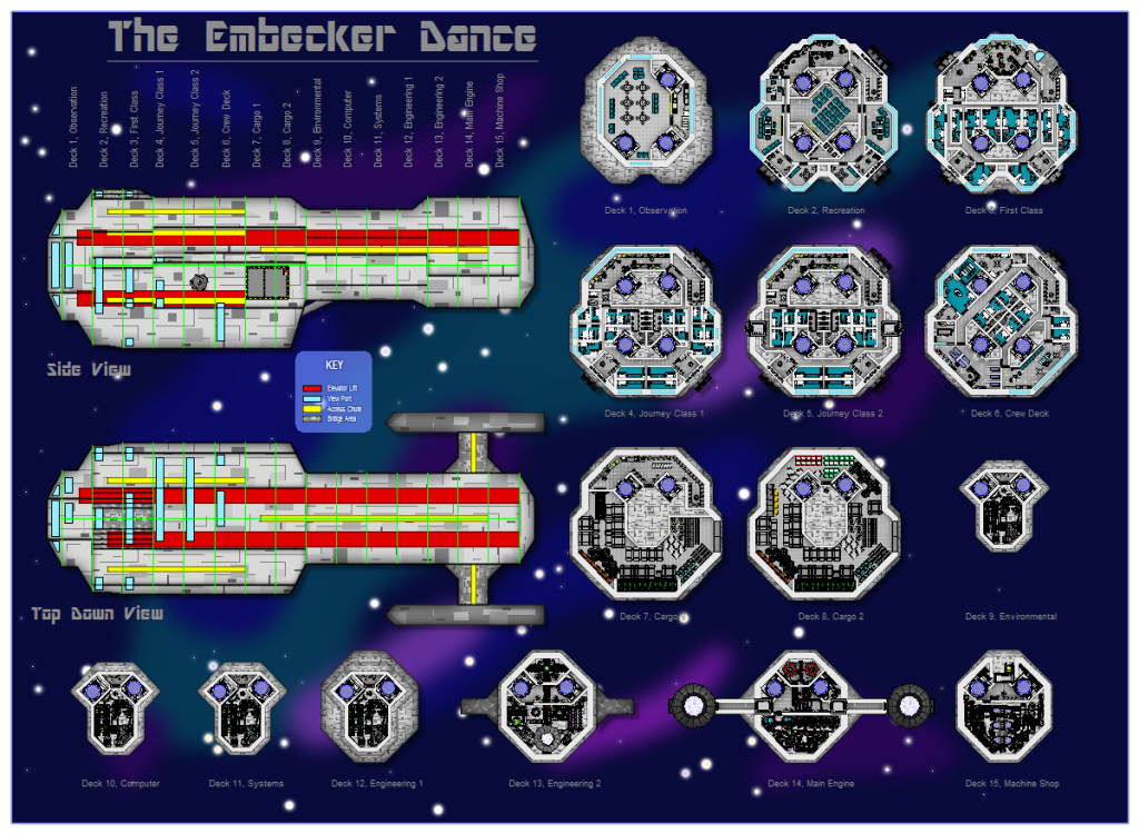 The Embecker Dance,Luxury Spaceliner,space ship,deck plans