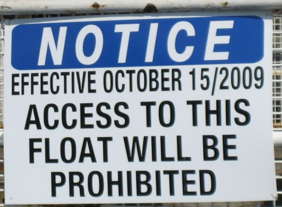 BCFC Float Prohibition Sign