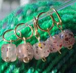 Pink Lampwork Stitch Markers, Set of 5