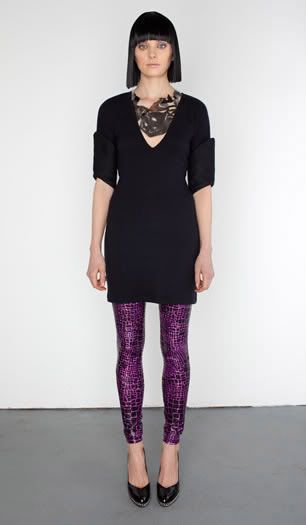 Octopi Fall 2009 Black Dress and Purple Metallic Leggings @ Dream Sequins