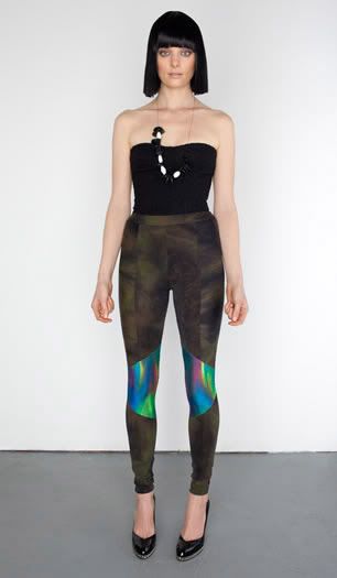 Octopi Fall 2009 Strapless Black Top and Metallic Panel Leggings @ Dream Sequins