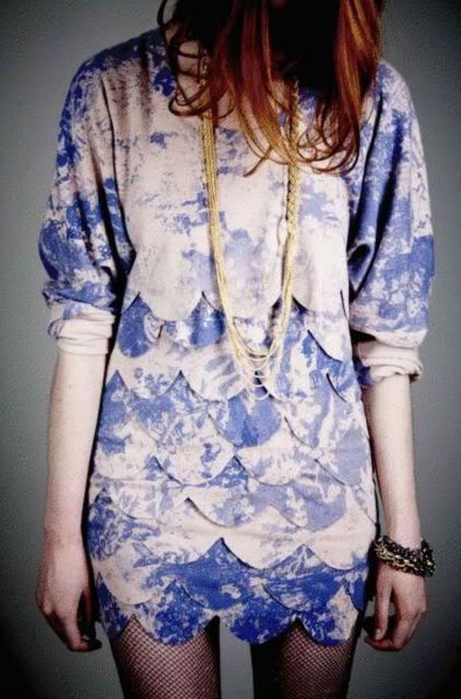 Douglas Reker Fall 2009 splatter paint printed and scallop detailed dress @ Dream Sequins