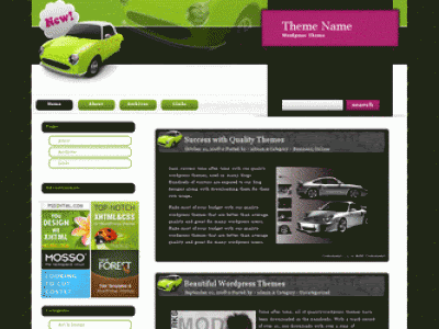 Free Wordpress Cars Blog Web2.0 Theme Template