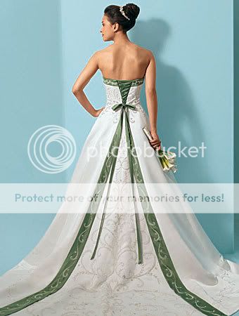 High Quality NEW White satin embroider lace up back wedding dress Free 