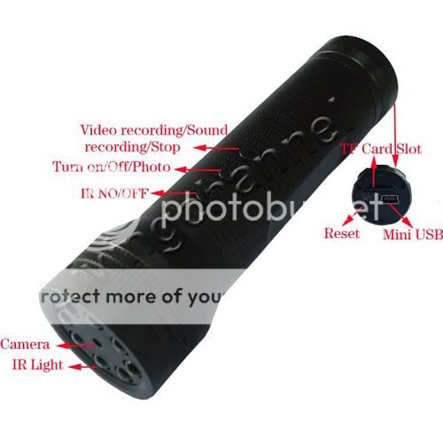 IR Infrared LED Flashlight Torch Spy Hidden Camera DVR  